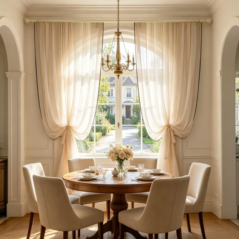 Home Fragrance In French - Cortinas de Gasa con Borde Negro,