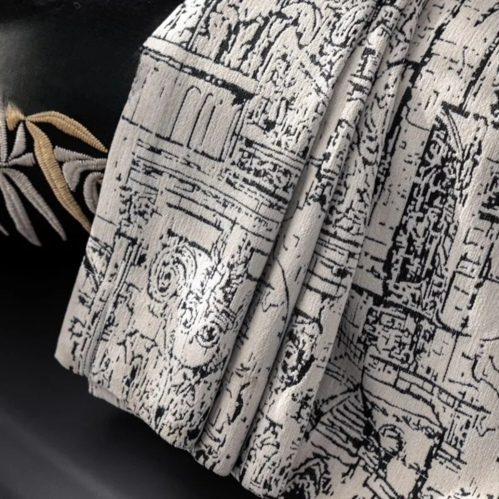 Home Fragrance In French - Cortinas de chenilla opacas de Jacquard